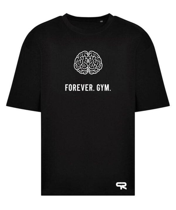 Schwarzes T-Shirt mit Gehirn-Design.