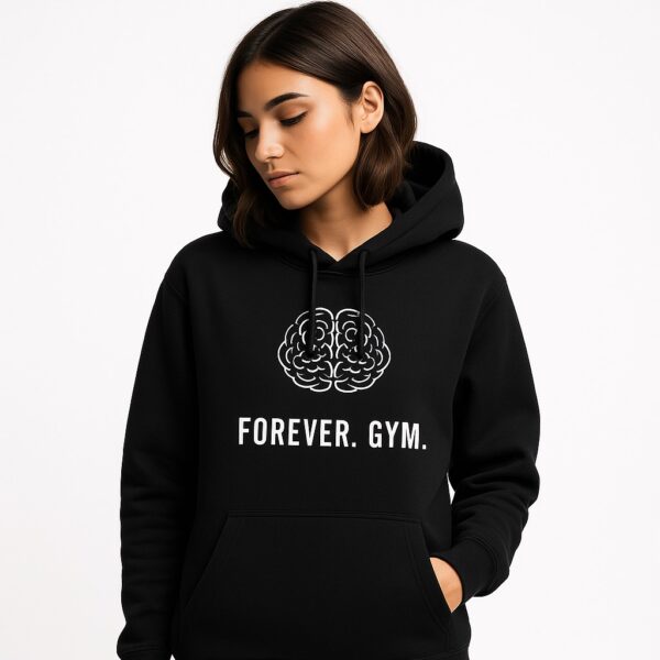 Schwarzer Hoodie mit motivierendem Spruch.